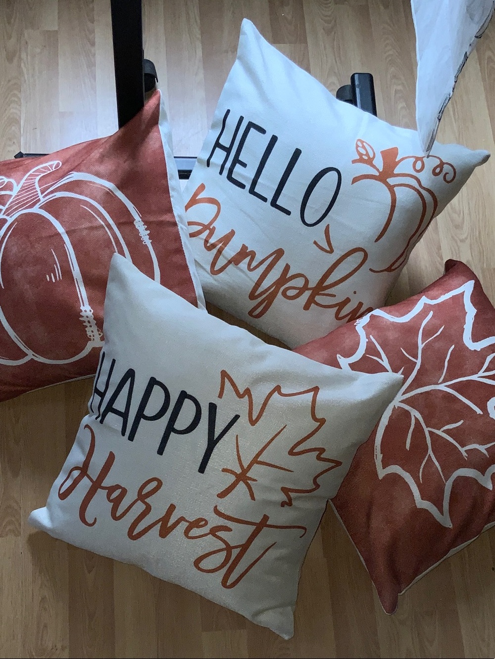Autumn Harvest Decorative Throw Pillow Set - Rust & Cream Holiday Accents